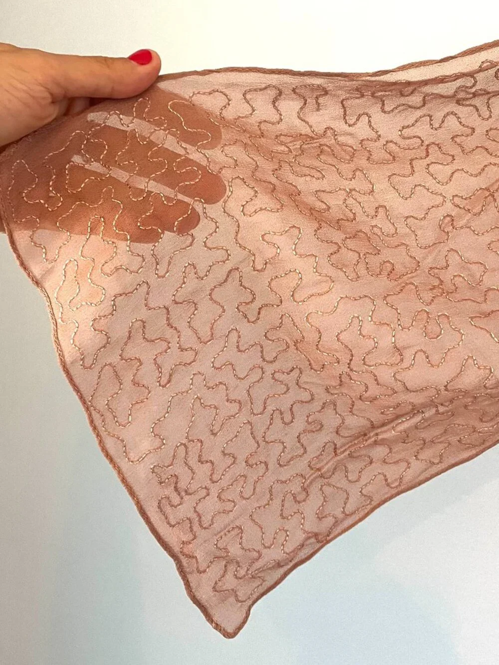 Dusty Rose Scarf with Abstract Wavy Pattern